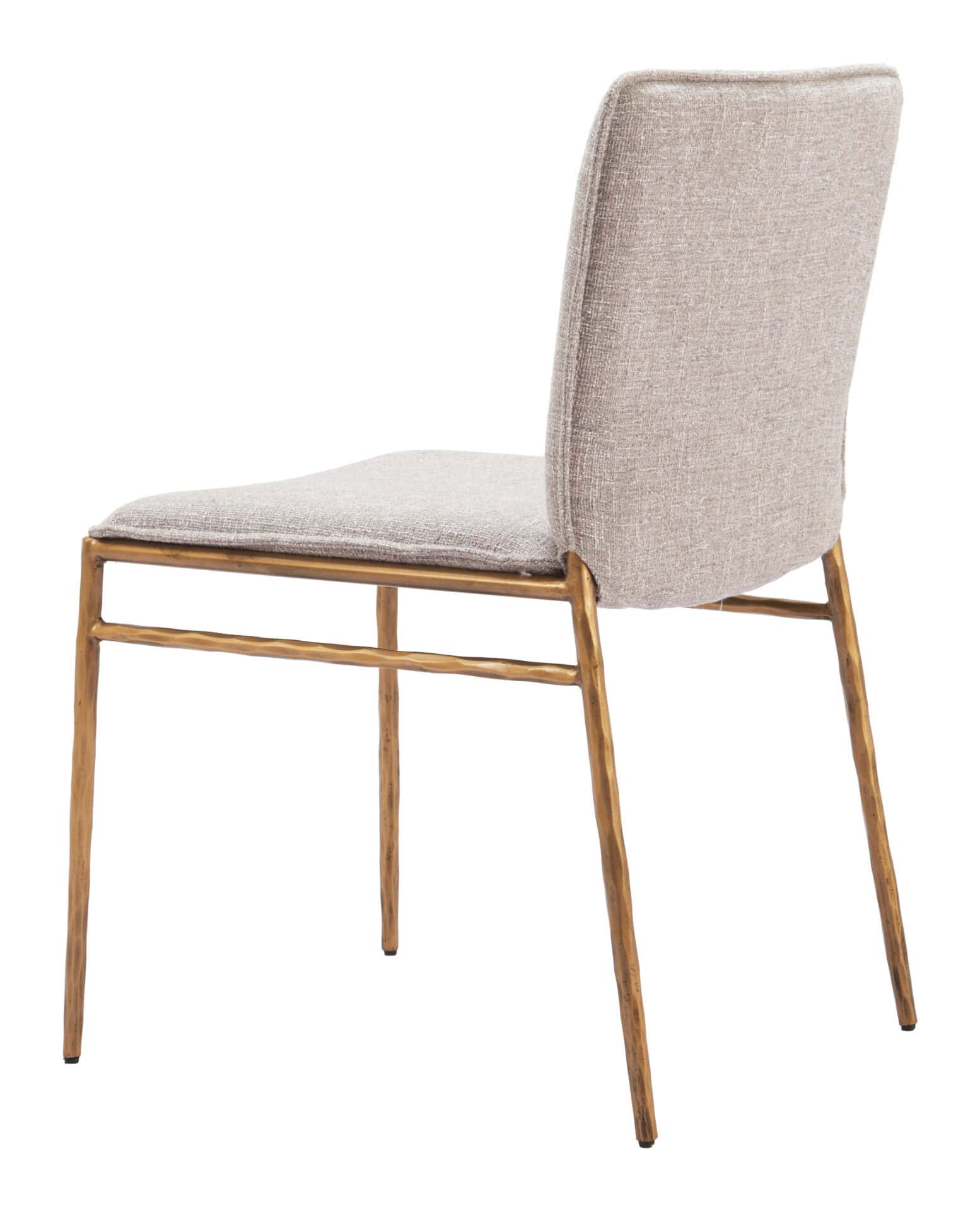 Beige Dining Chair with Gold Steel Frame and Performance Fabric 7 Beige Dining Chair with Gold Steel Frame and Performance Fabric - Image 7