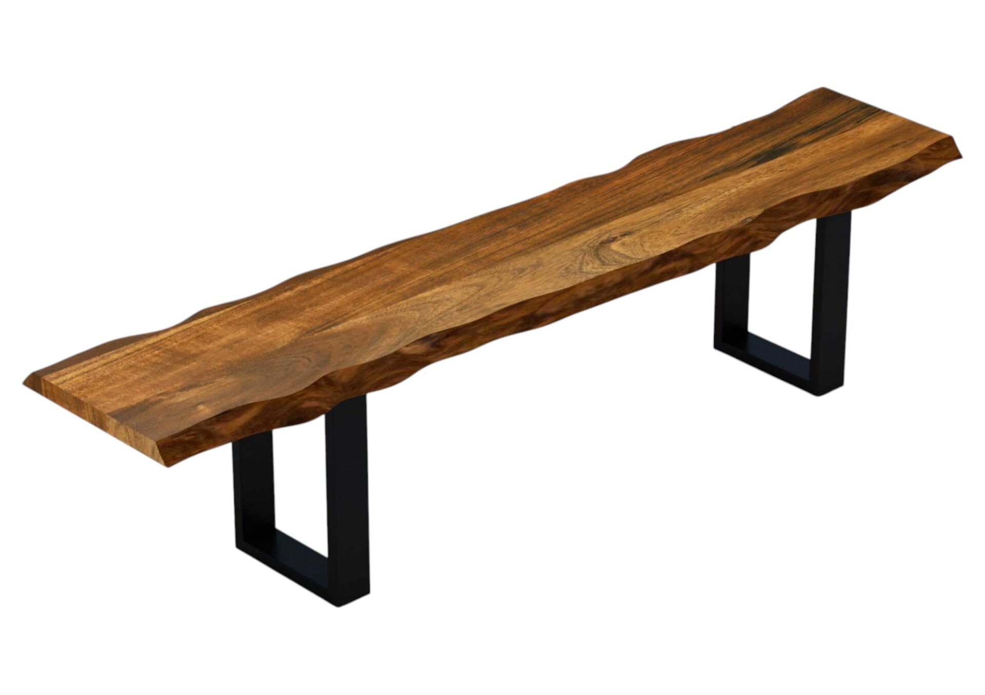 63" Rustic Industrial Acacia Wood Bench With Black Metal Legs 1 63" Rustic Industrial Acacia Wood Bench With Black Metal Legs