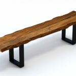 68" Modern Live Edge Solid Wood Dining Bench with Black Legs