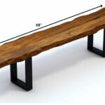 68" Modern Live Edge Solid Wood Dining Bench with Black Legs