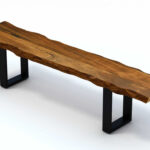 68" Modern Live Edge Solid Wood Dining Bench with Black Legs