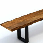 68" Modern Live Edge Solid Wood Dining Bench with Black Legs