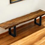 68" Modern Live Edge Solid Wood Dining Bench with Black Legs