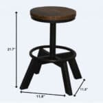 22 Inch Brown and Black Backless Bar Stool With Footrest
