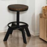 22 Inch Brown and Black Backless Bar Stool With Footrest