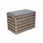 Gray Linen Storage Benches with Wood Slats, Set of 2 13 Gray Linen Storage Benches with Wood Slats, Set of 2