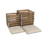 Set of 2 Brown Linen Storage Benches with Wood Slats 13 Set of 2 Brown Linen Storage Benches with Wood Slats