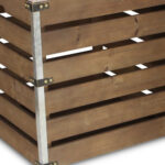 Set of 2 Brown Linen Storage Benches with Wood Slats 14 Set of 2 Brown Linen Storage Benches with Wood Slats