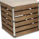 Set of 2 Brown Linen Storage Benches with Wood Slats 15 Set of 2 Brown Linen Storage Benches with Wood Slats