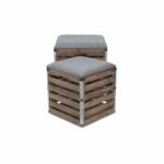 Set of 2 Gray Linen Storage Benches with Wood Slats 10 Set of 2 Gray Linen Storage Benches with Wood Slats