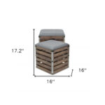 Set of 2 Gray Linen Storage Benches with Wood Slats 18 Set of 2 Gray Linen Storage Benches with Wood Slats