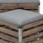 Set of 2 Gray Linen Storage Benches with Wood Slats 17 Set of 2 Gray Linen Storage Benches with Wood Slats