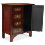 Tropical Palm Tree Accent Cabinet with Vintage Distressed Wood Finish