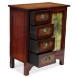 Tropical Palm Tree Accent Cabinet with Vintage Distressed Wood Finish