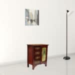 Tropical Palm Tree Accent Cabinet with Vintage Distressed Wood Finish