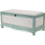 Green Wooden Storage Bench with Cushion and Hinged Lift Lid 13 Green Wooden Storage Bench with Cushion and Hinged Lift Lid