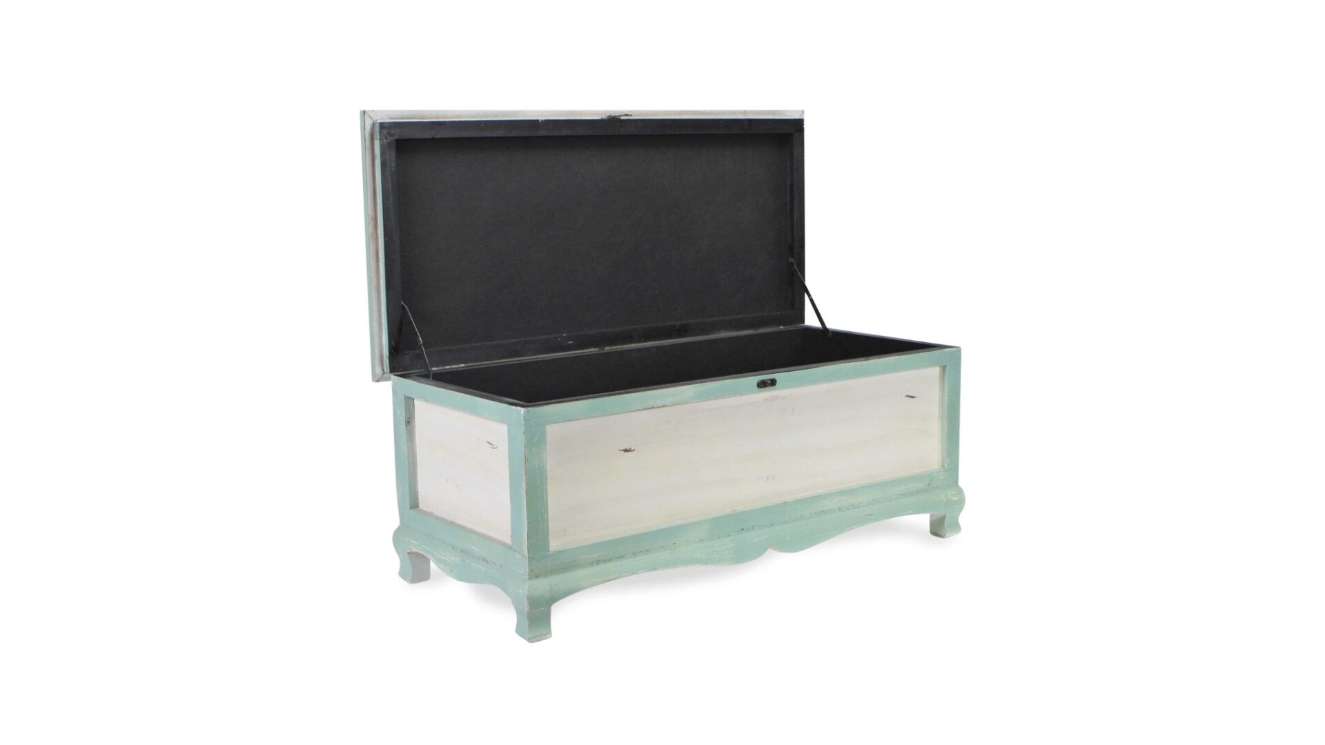 Green Wooden Storage Bench with Cushion and Hinged Lift Lid 6 Green Wooden Storage Bench with Cushion and Hinged Lift Lid - Image 6