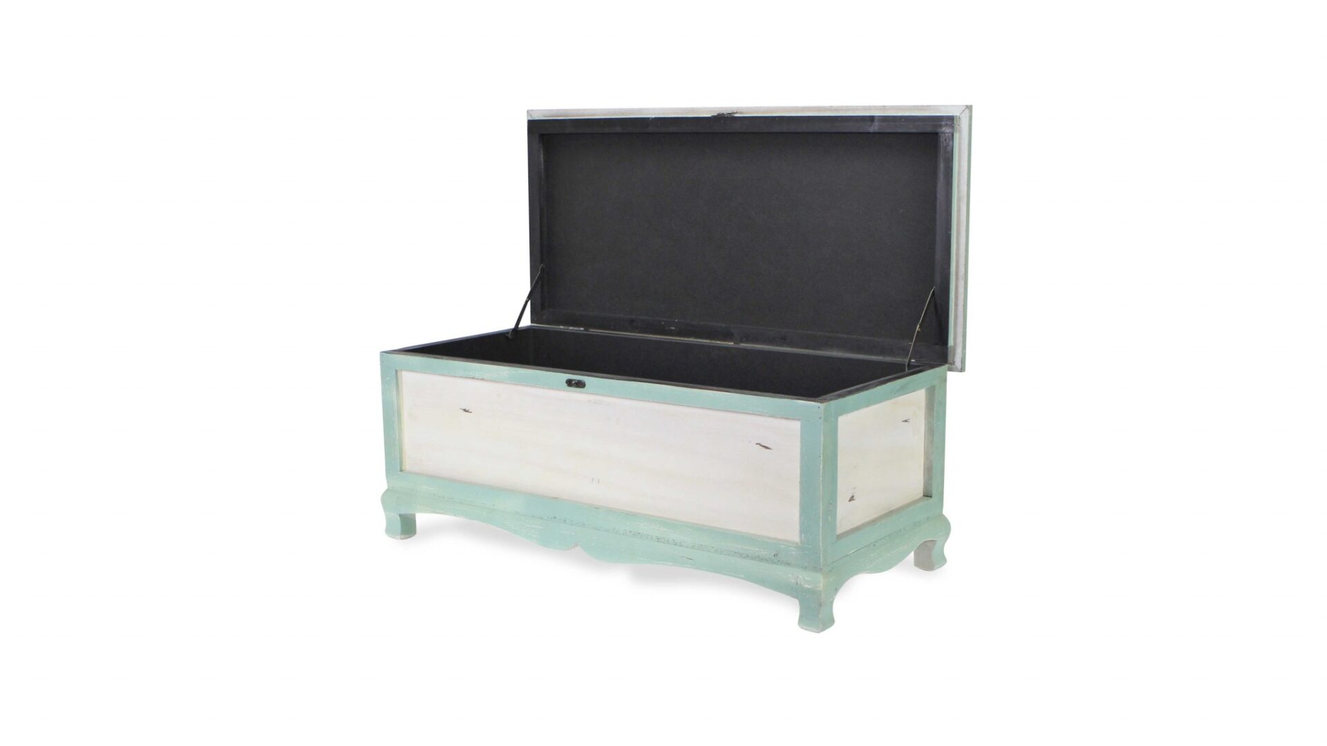 Green Wooden Storage Bench with Cushion and Hinged Lift Lid 7 Green Wooden Storage Bench with Cushion and Hinged Lift Lid - Image 7