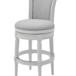Light Gray and White Solid Wood Swivel Bar Stool 45-Inch