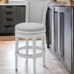 Light Gray and White Solid Wood Swivel Bar Stool 45-Inch