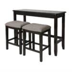 27 Inch Light Gray Dark Brown Wood Bar Stools with Table (Set of 2) 11 27 Inch Light Gray Dark Brown Wood Bar Stools with Table (Set of 2)