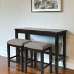 27 Inch Light Gray Dark Brown Wood Bar Stools with Table (Set of 2) 10 27 Inch Light Gray Dark Brown Wood Bar Stools with Table (Set of 2)