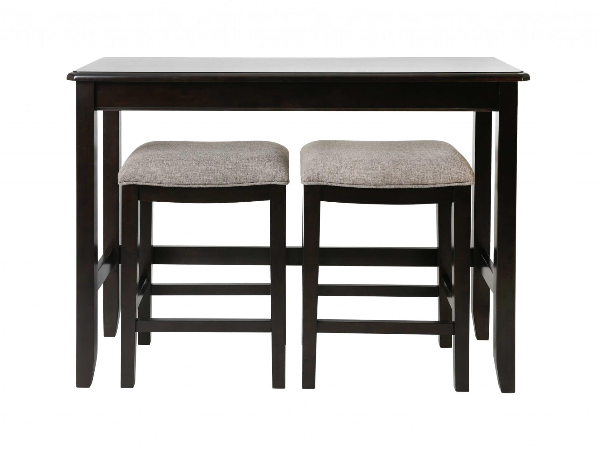 27 Inch Light Gray Dark Brown Wood Bar Stools with Table (Set of 2) 3 27 Inch Light Gray Dark Brown Wood Bar Stools with Table (Set of 2) - Image 3