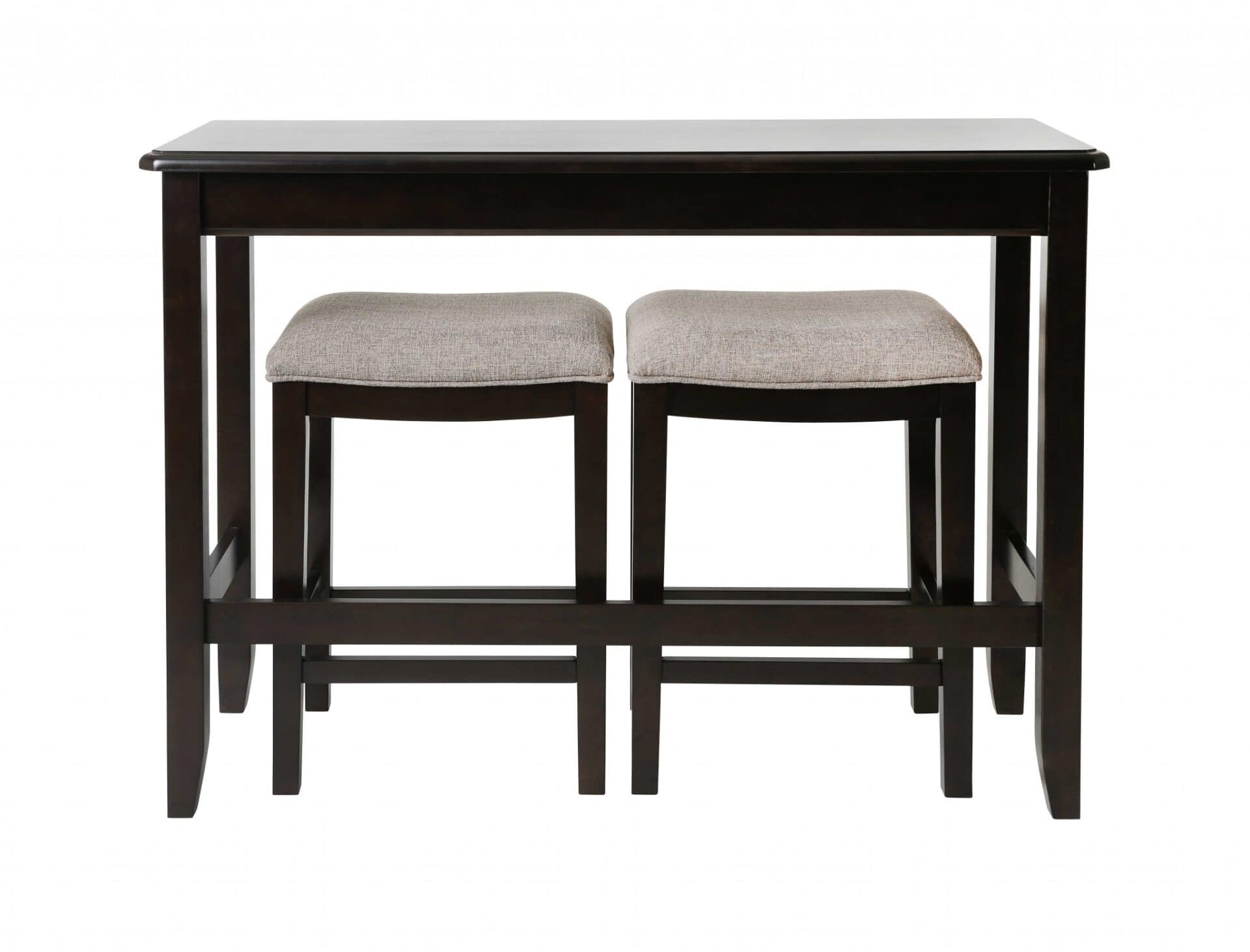 27 Inch Light Gray Dark Brown Wood Bar Stools with Table (Set of 2) 5 27 Inch Light Gray Dark Brown Wood Bar Stools with Table (Set of 2) - Image 5