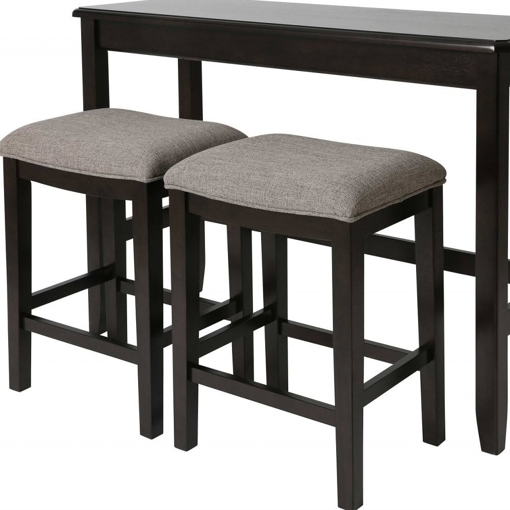 27 Inch Light Gray Dark Brown Wood Bar Stools with Table (Set of 2) 9 27 Inch Light Gray Dark Brown Wood Bar Stools with Table (Set of 2) - Image 9