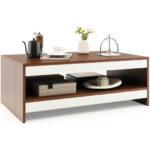 Modern 2-Tier Wooden Coffee Table with Storage and Display 14 Modern 2-Tier Wooden Coffee Table with Storage and Display