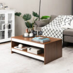 Modern 2-Tier Wooden Coffee Table with Storage and Display 13 Modern 2-Tier Wooden Coffee Table with Storage and Display