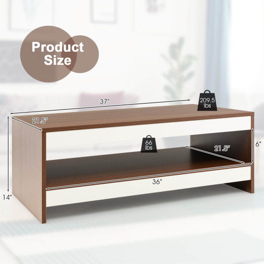 Modern 2-Tier Wooden Coffee Table with Storage and Display 4 Modern 2-Tier Wooden Coffee Table with Storage and Display - Image 4
