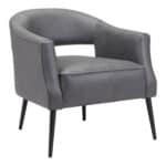 Vintage Gray Faux Leather Accent Chair with Steel Legs 11 Vintage Gray Faux Leather Accent Chair with Steel Legs