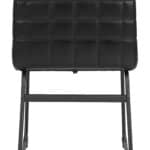 Black Vinyl Tufted Dining Chair with Steel Frame (Set of 2)