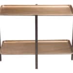 Urban Industrial Brass Coffee Table with Dual-Tier Shelf Design 12 Urban Industrial Brass Coffee Table with Dual-Tier Shelf Design