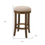 25 Inch Cream and Brown Swivel Backless Counter Height Bar Stool