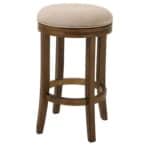 25 Inch Cream and Brown Swivel Backless Counter Height Bar Stool