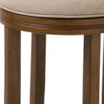 25 Inch Cream and Brown Swivel Backless Counter Height Bar Stool