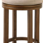 25 Inch Cream and Brown Swivel Backless Counter Height Bar Stool