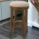 25 Inch Cream and Brown Swivel Backless Counter Height Bar Stool