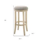30-Inch Gray and Ivory Swivel Backless Bar Height Stool