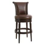 25 Inch Walnut and Dark Brown Swivel Bar Stool with Footrest