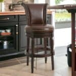 25 Inch Walnut and Dark Brown Swivel Bar Stool with Footrest