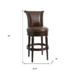 25 Inch Walnut and Dark Brown Swivel Bar Stool with Footrest