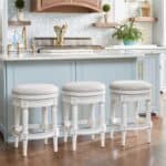 26” White Wood Backless Swivel Counter Height Bar Stool 16 26” White Wood Backless Swivel Counter Height Bar Stool
