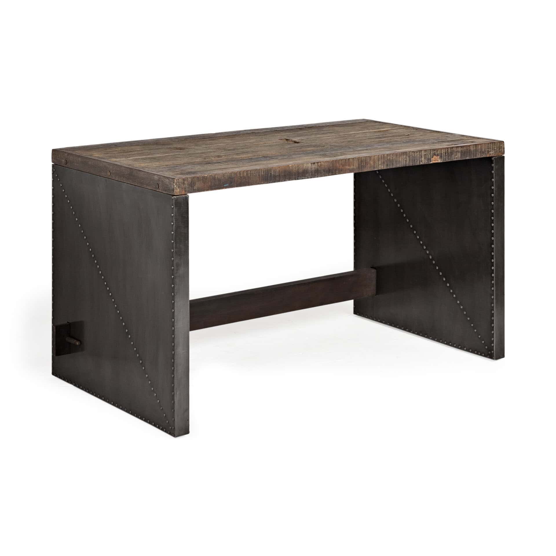 Dark Brown and Gray Industrial Writing Desk With Metal Base 6 Dark Brown and Gray Industrial Writing Desk With Metal Base - Image 6