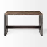 Dark Brown and Gray Industrial Writing Desk With Metal Base 12 Dark Brown and Gray Industrial Writing Desk With Metal Base