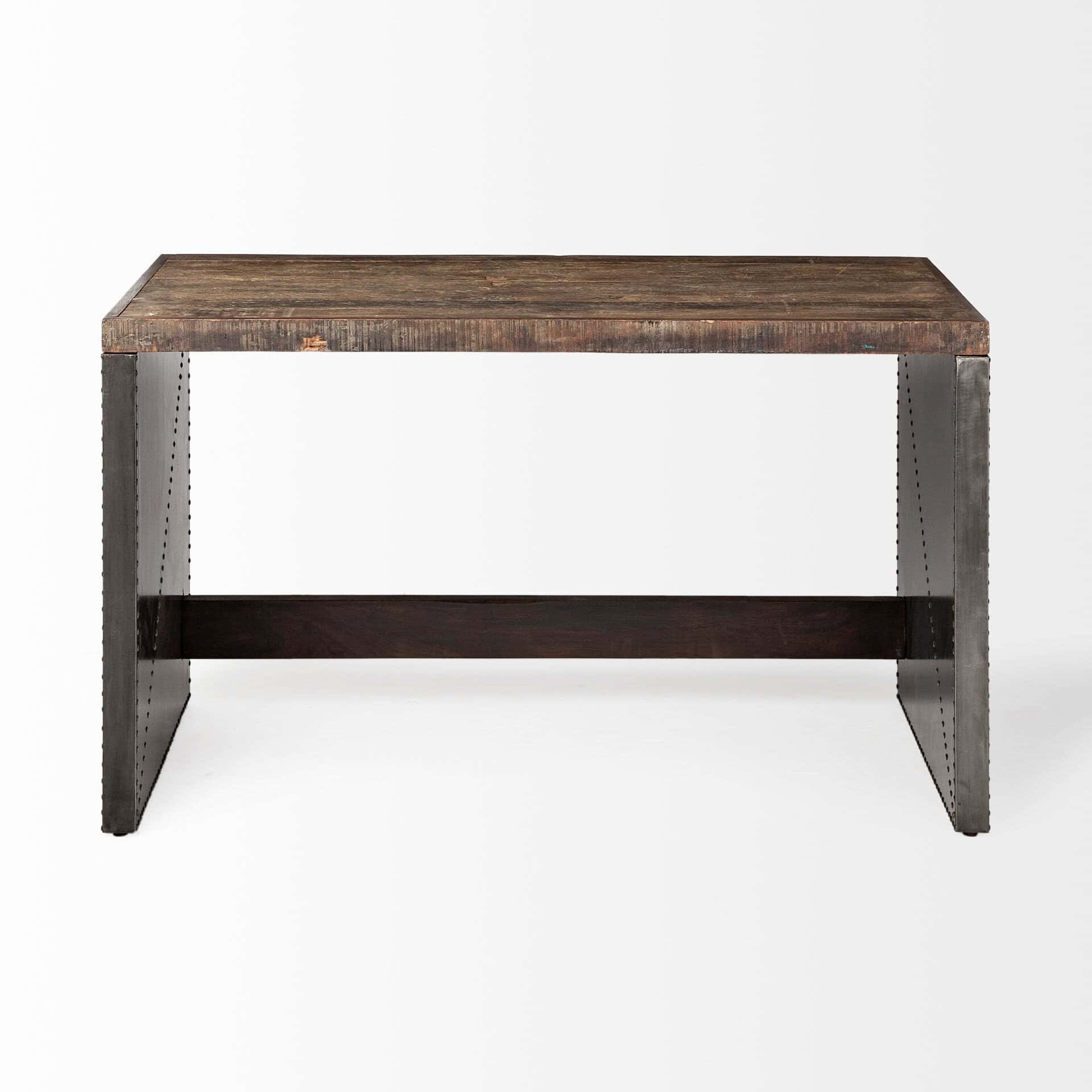 Dark Brown and Gray Industrial Writing Desk With Metal Base 3 Dark Brown and Gray Industrial Writing Desk With Metal Base - Image 3