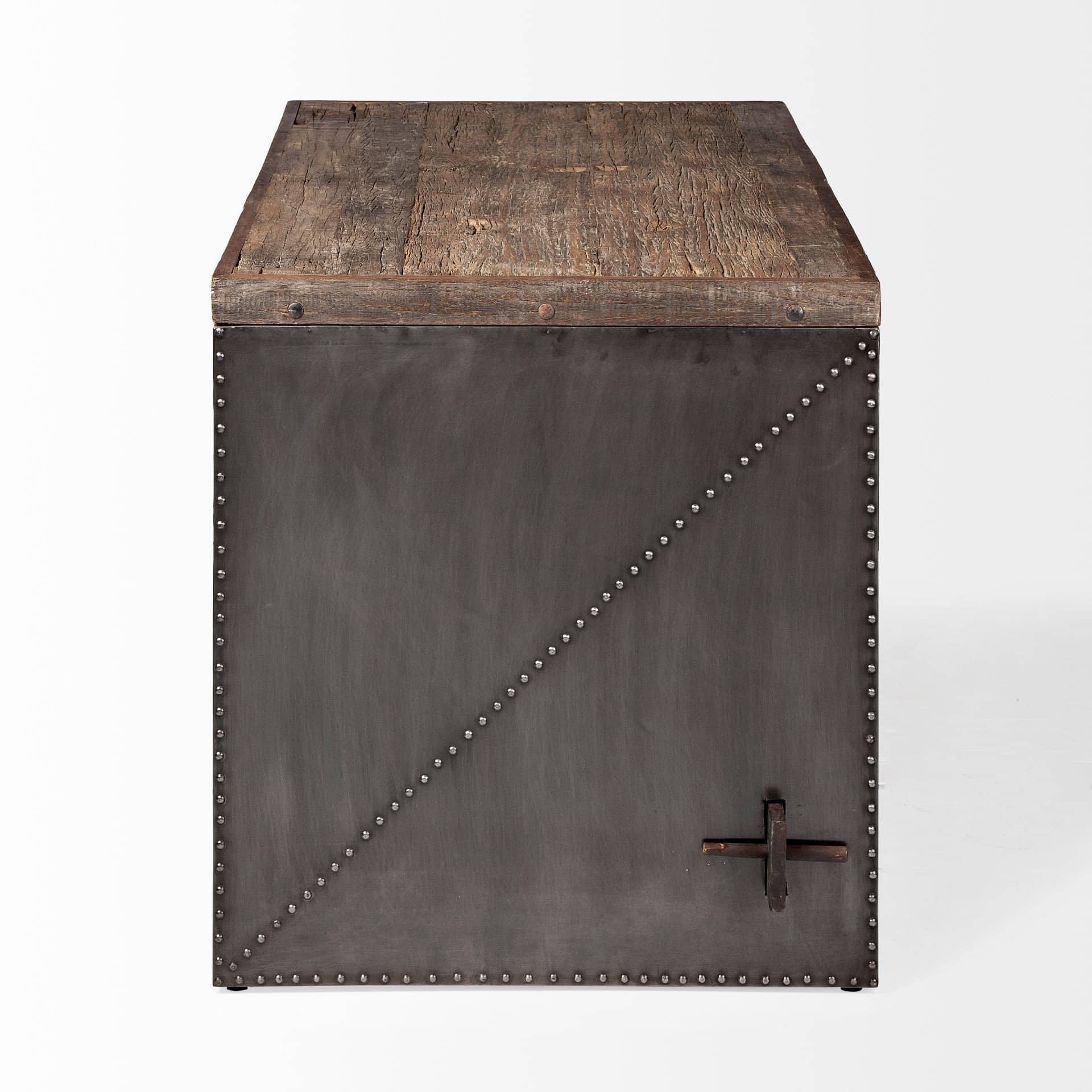 Dark Brown and Gray Industrial Writing Desk With Metal Base 4 Dark Brown and Gray Industrial Writing Desk With Metal Base - Image 4