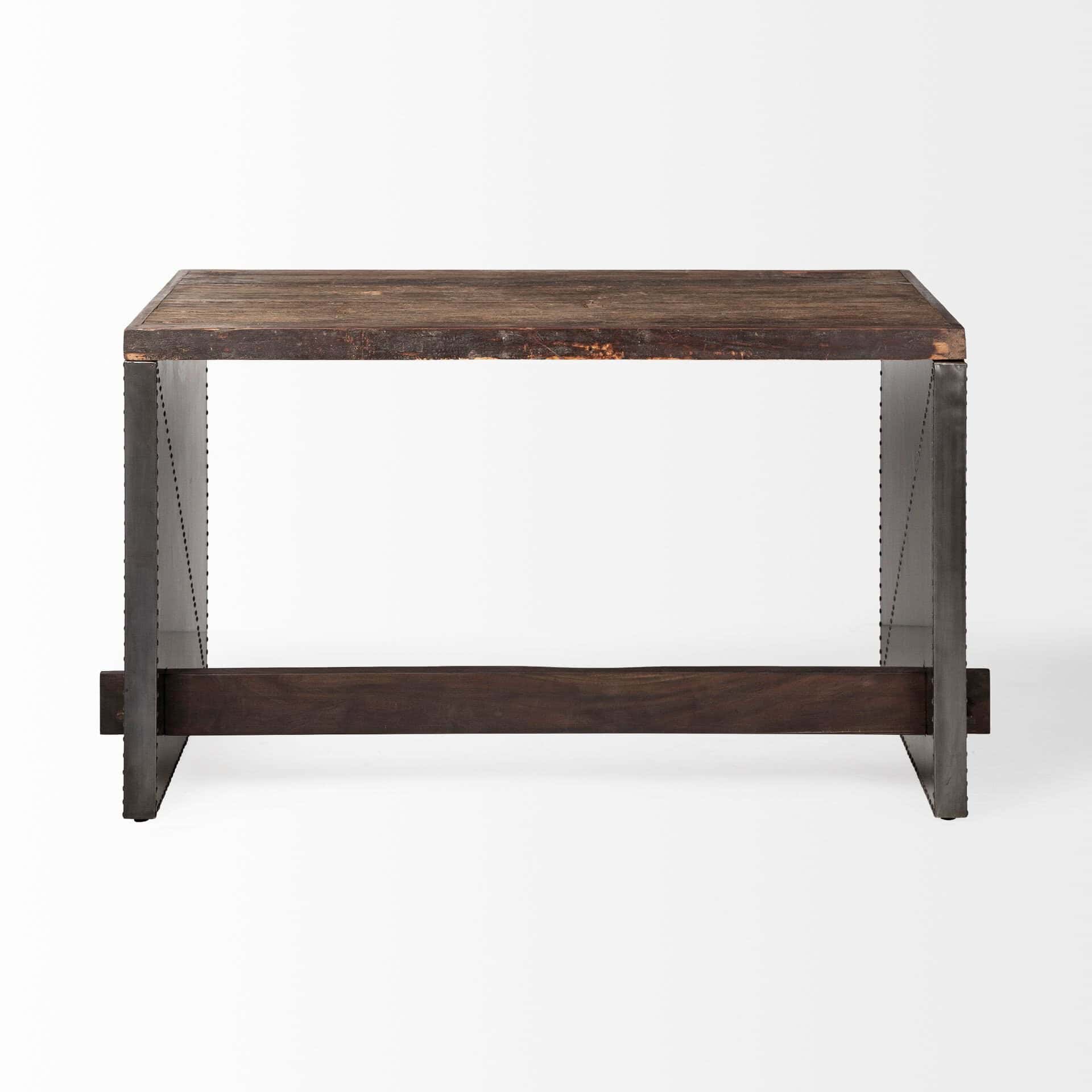 Dark Brown and Gray Industrial Writing Desk With Metal Base 5 Dark Brown and Gray Industrial Writing Desk With Metal Base - Image 5